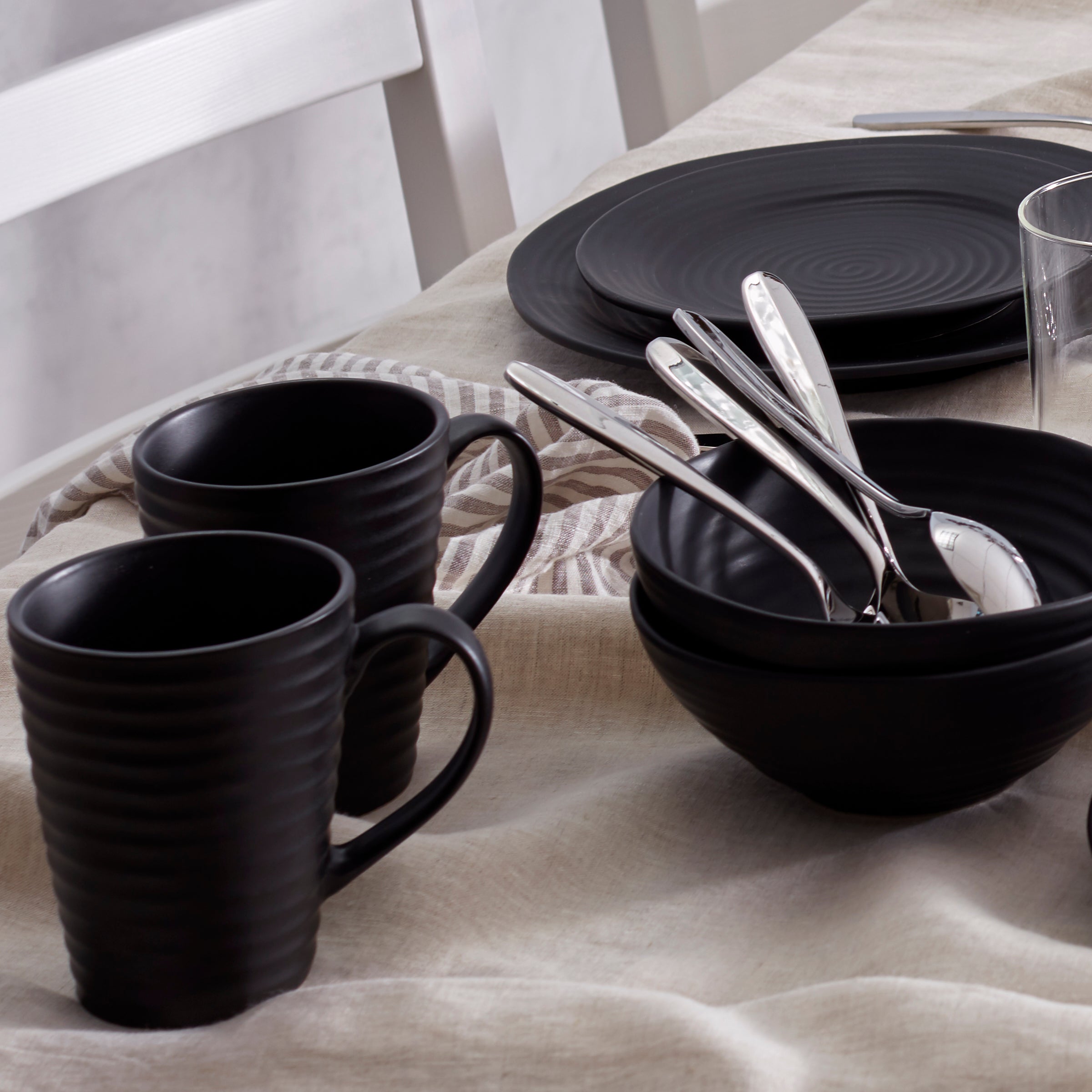 Ridge Black Mugs, Set of 4 - Image 2