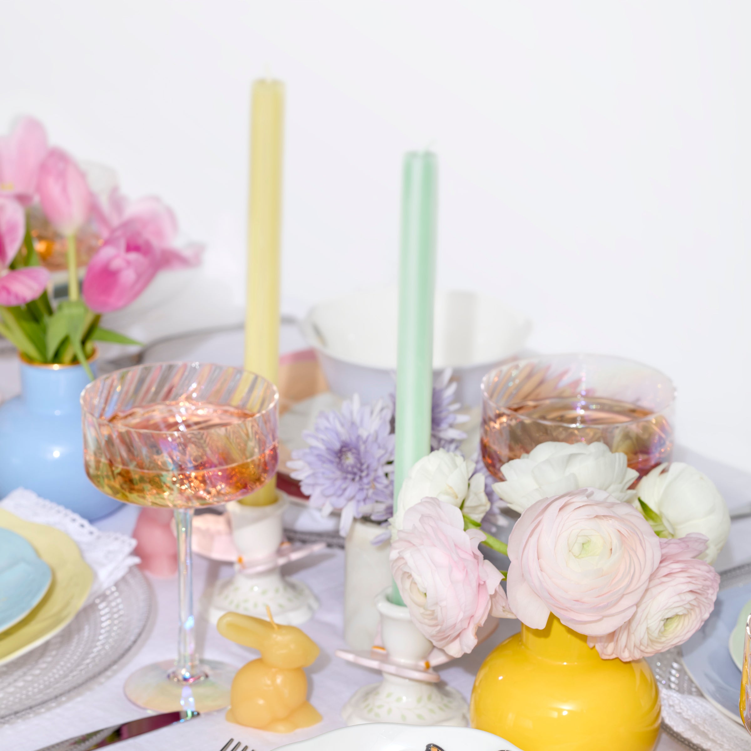 Pastel Striped Table Candles, Set of 8 - Image 4