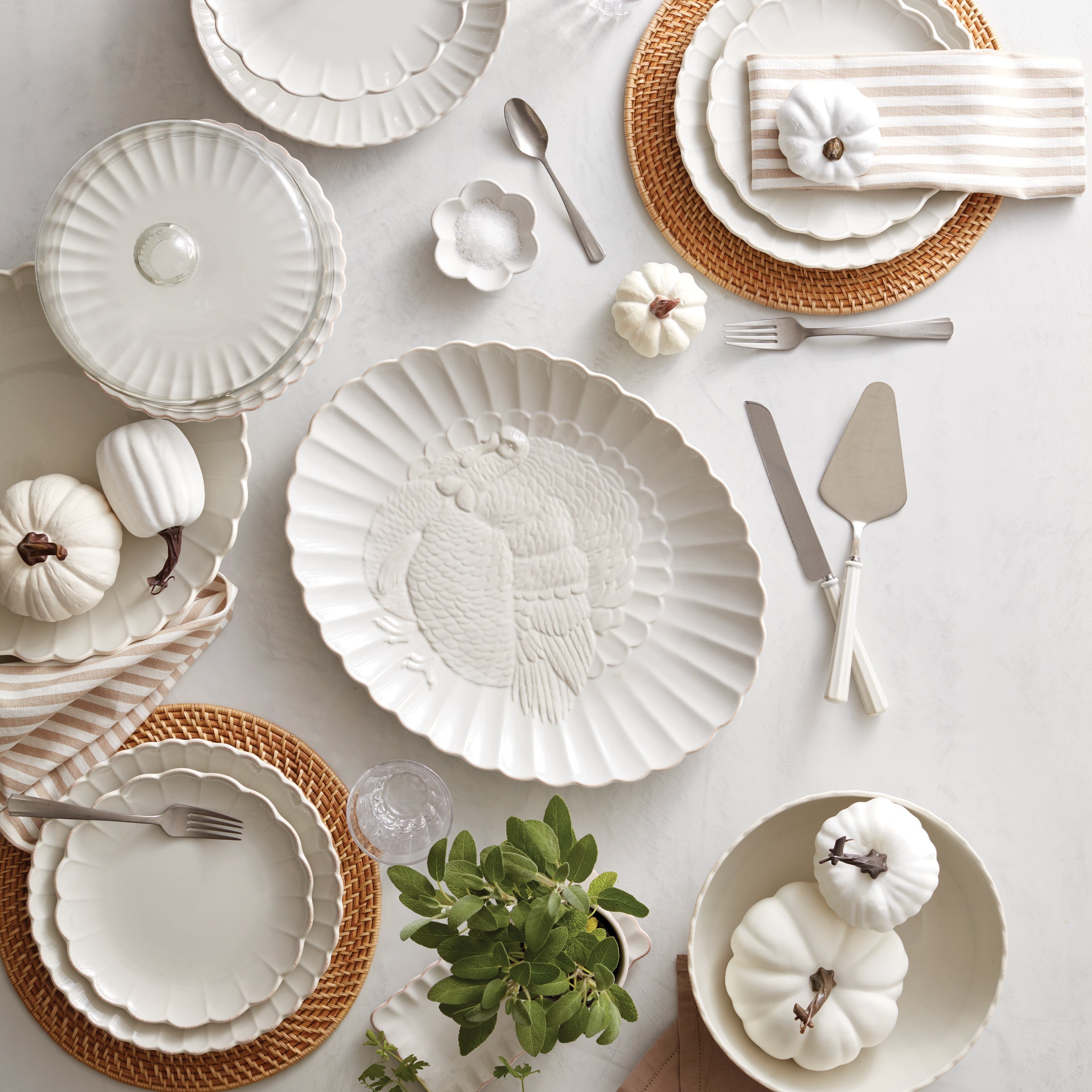 French Perle Scallop White Serving Bowl - Image 4