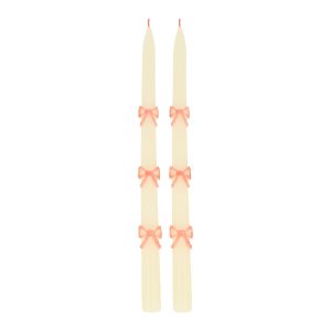 Pink Bow Taper Candles, Set of 2