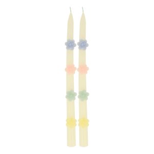 Pastel Flowers Taper Candles, Set of 2