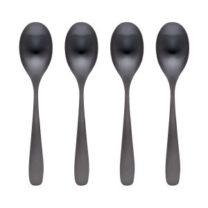 Eliana Black Satin Dinner Spoons, Set of 4