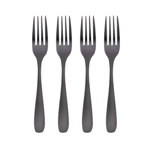 Eliana Black Satin Salad Forks, Set of 4