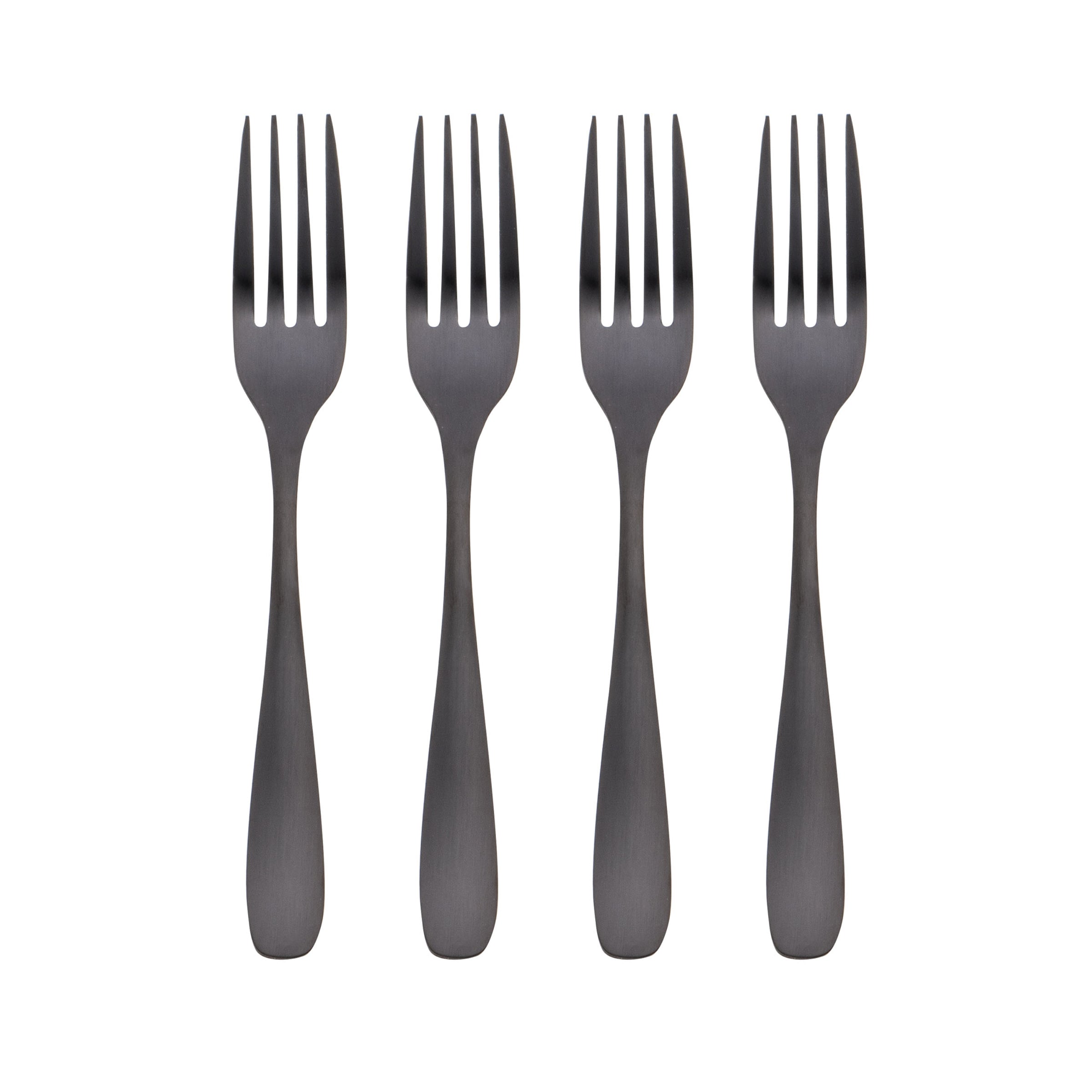 Eliana Black Satin Salad Forks, Set of 4
