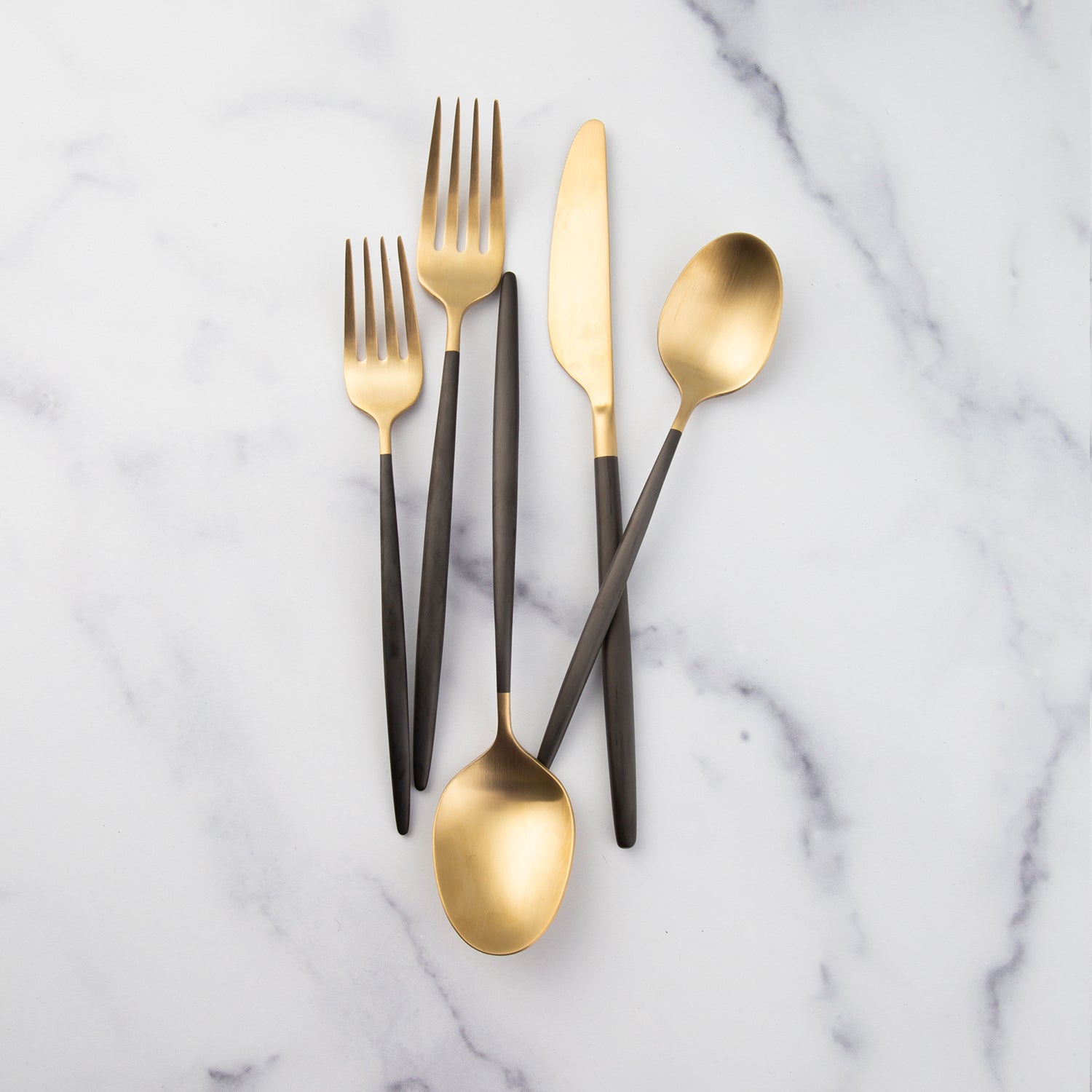 Gaze Black Champagne Satin 20-Piece Flatware Set - Image 5