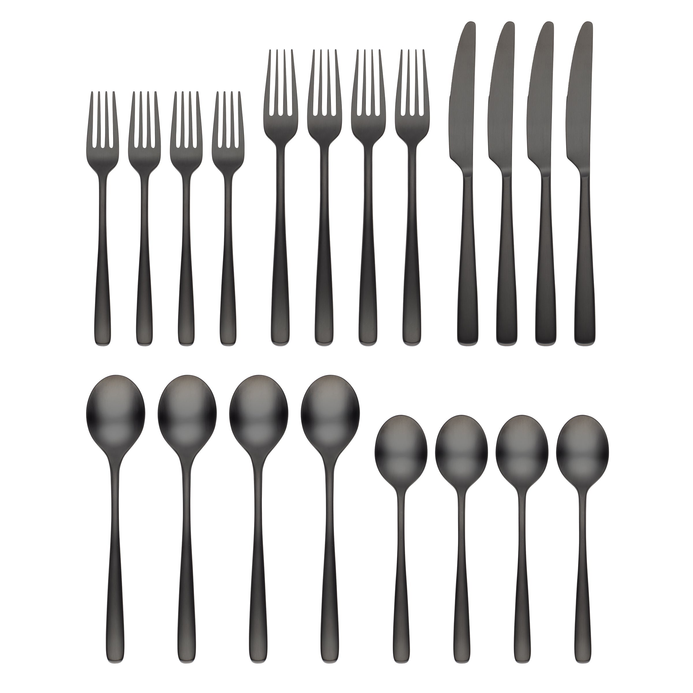 Rise Black Satin 20-Piece Flatware Set - Image 2