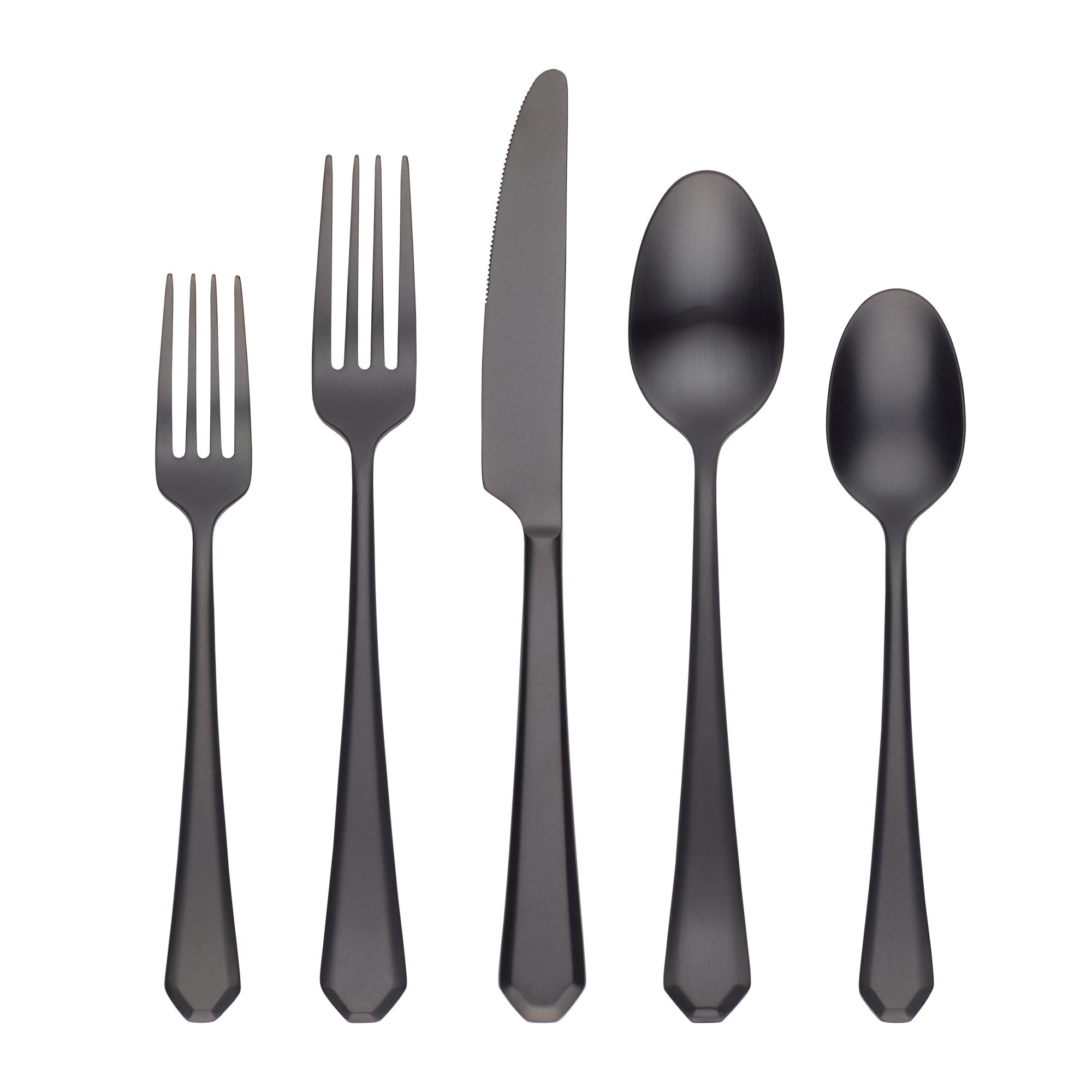 Geo Black Satin 20-Piece Flatware Set - Image 2