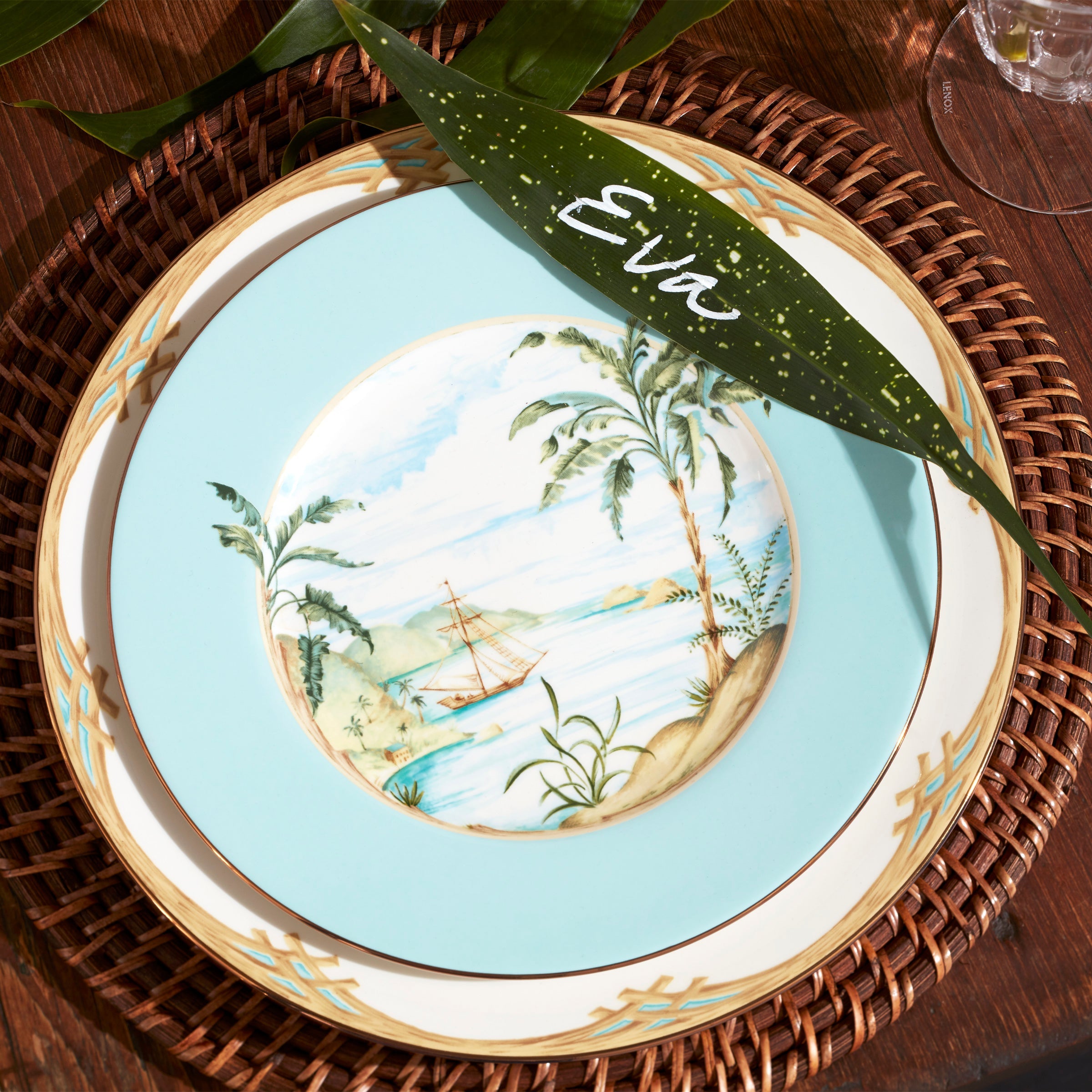 British Colonial Bamboo Dinner Plate - Image 10