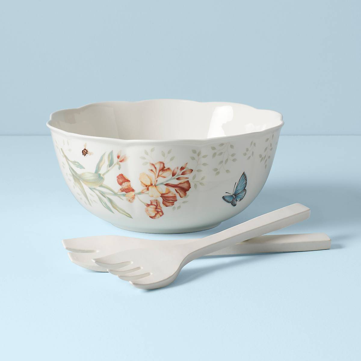 Butterfly Meadow Salad Bowl & Servers - Image 2