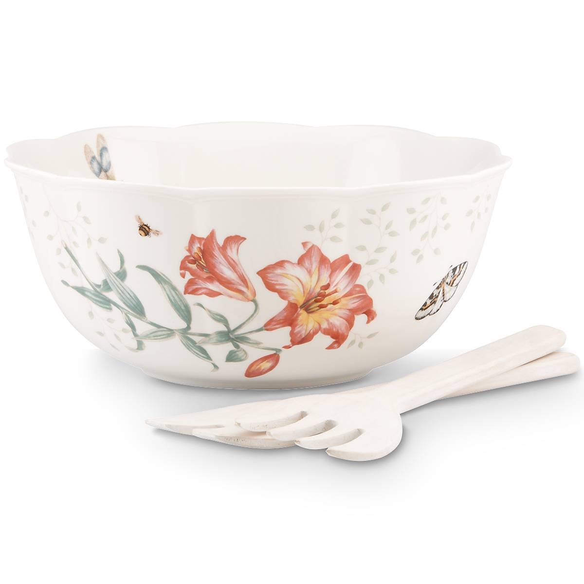 Butterfly Meadow Salad Bowl & Servers - Image 3