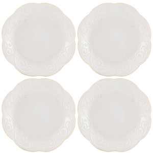 French Perle White 4-Piece Dessert Set