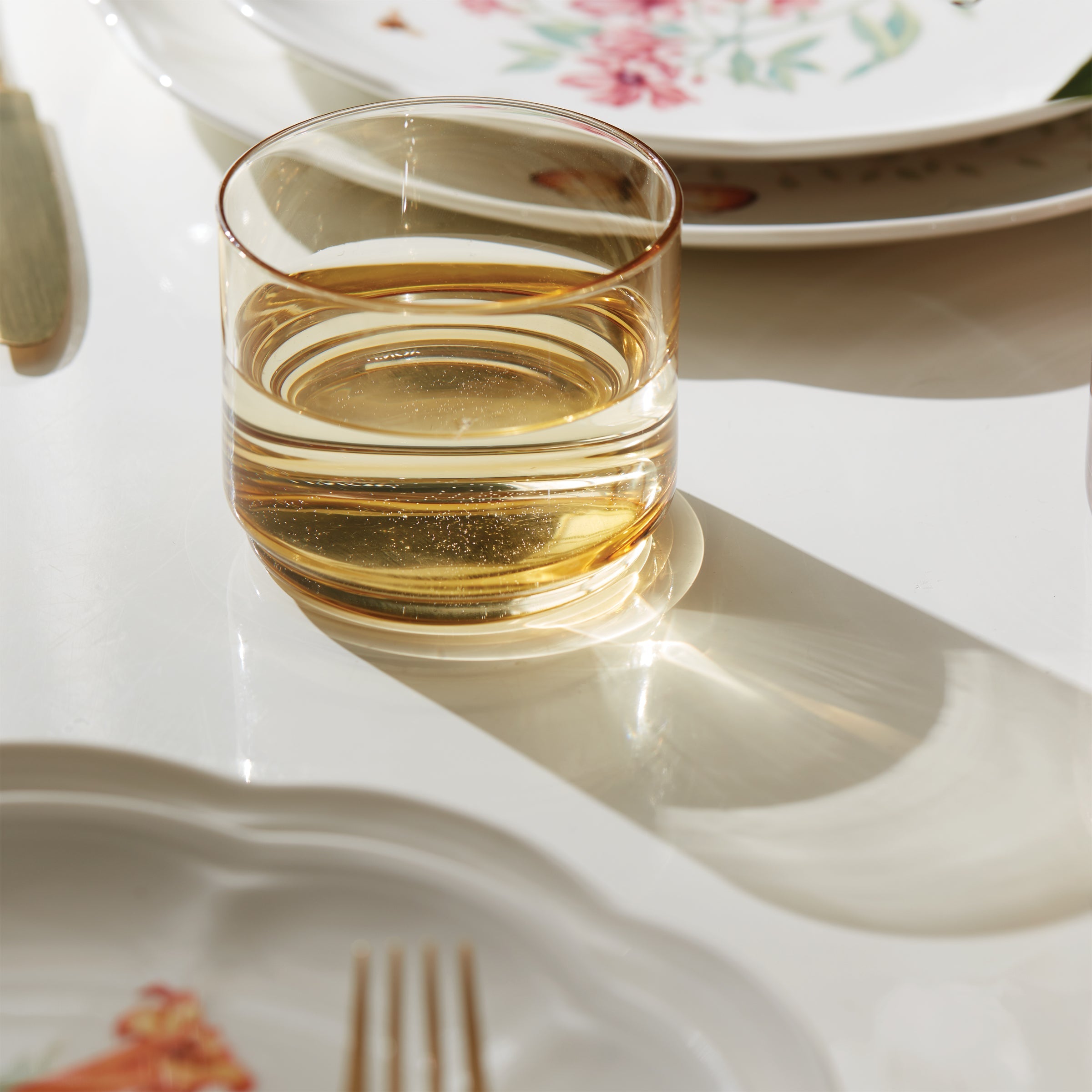 Tuscany Classics Stackable Amber Short Glasses, Set of 4 - Image 2