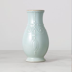 French Perle Ice Blue Fluted Vase