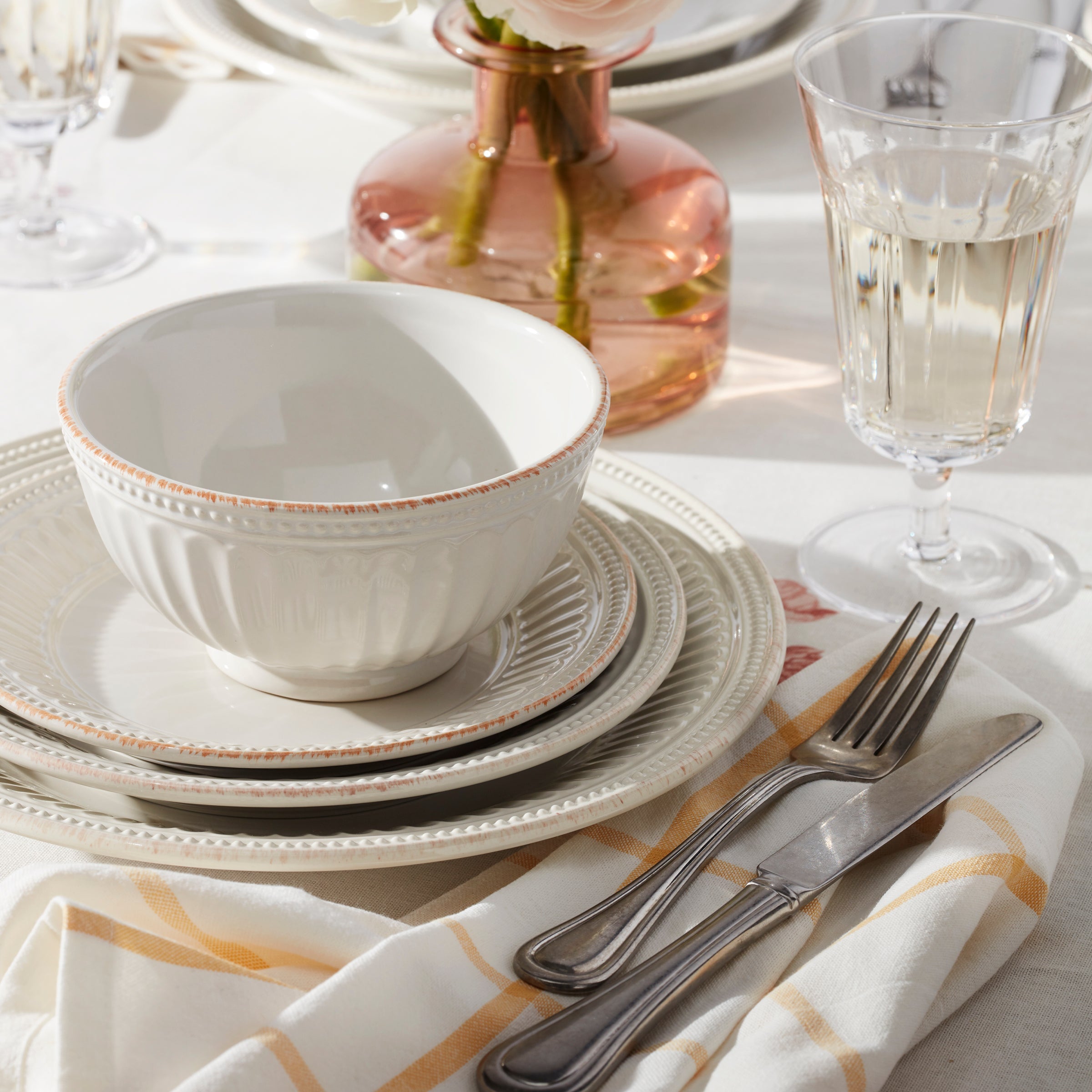French Perle Groove White 12-Piece Place Setting - Image 10