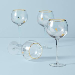 Holiday Gold Balloon Glasses, Set of 4
