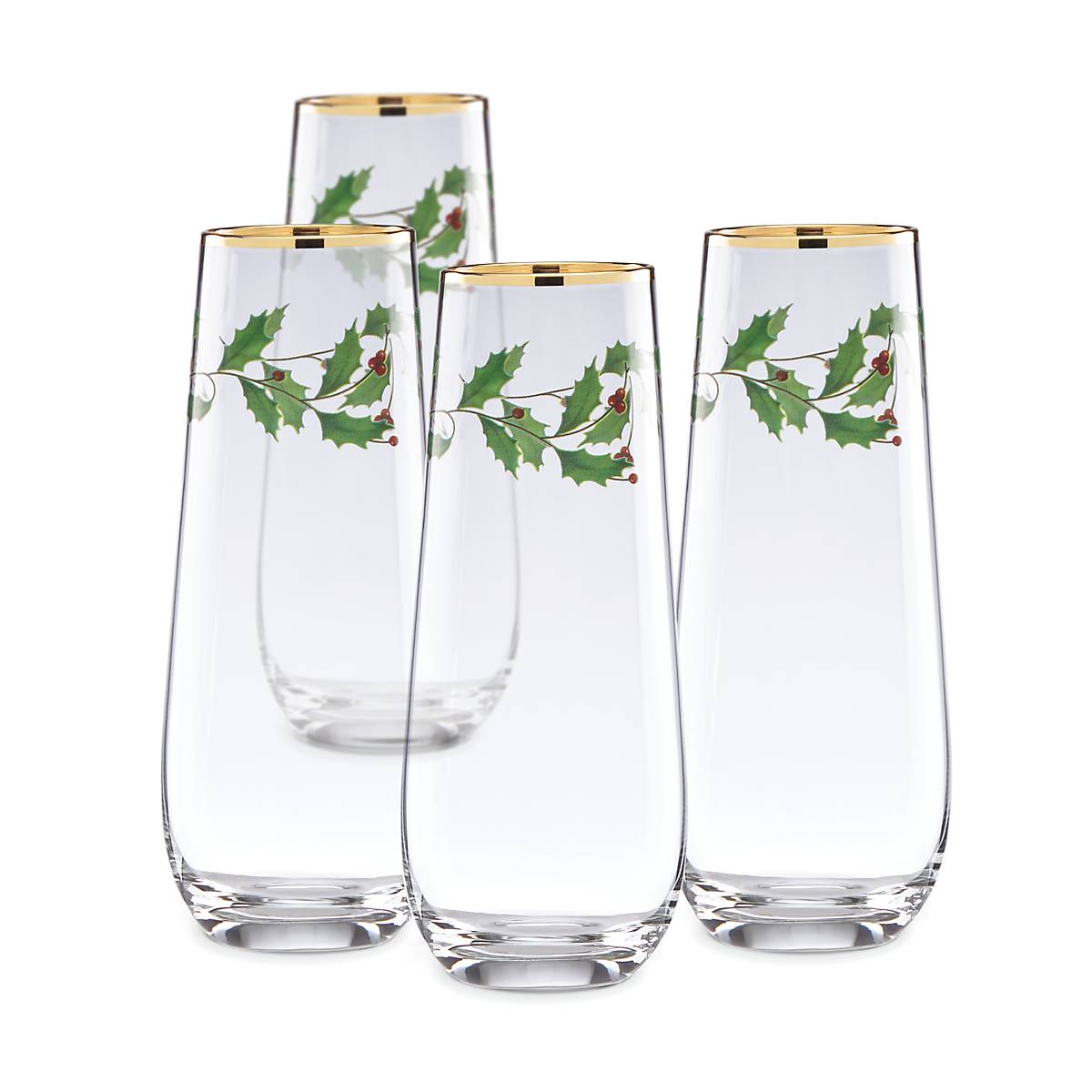 Holiday Stemless Flute Glasses, Set of 4 - Image 2