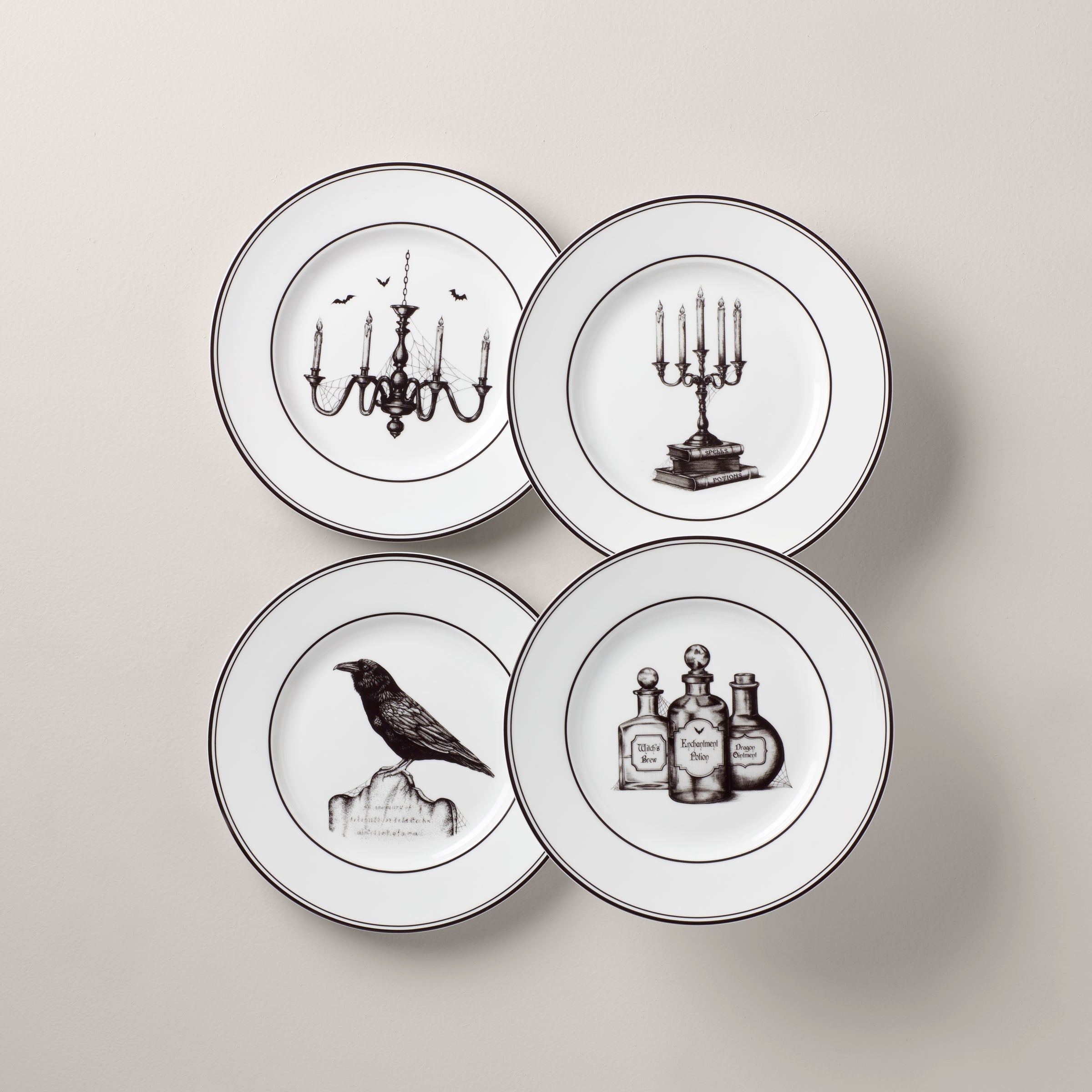 Vintage Halloween Dessert Plates, Set of 4