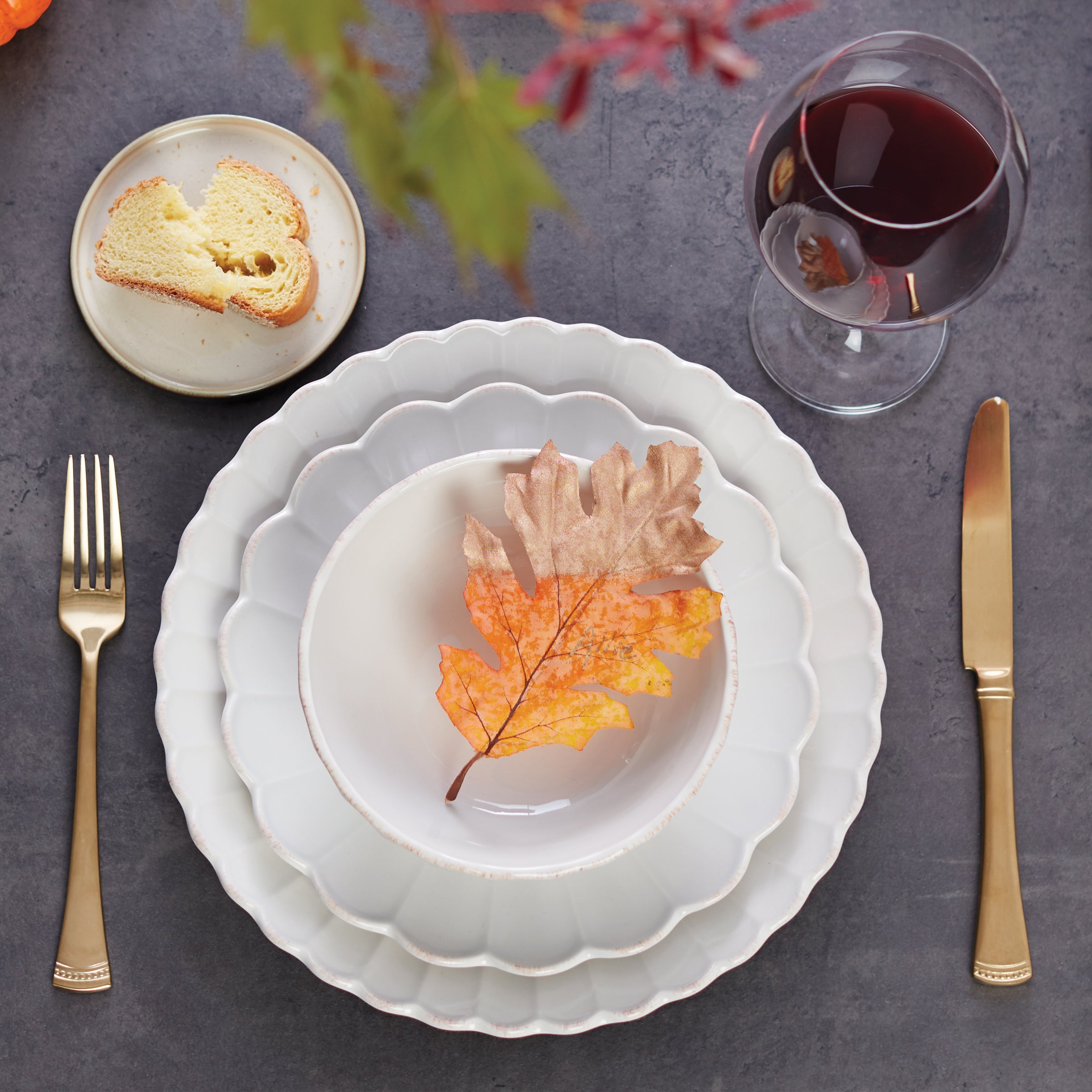 French Perle Scallop White 18-Piece Dinnerware Set - Image 5