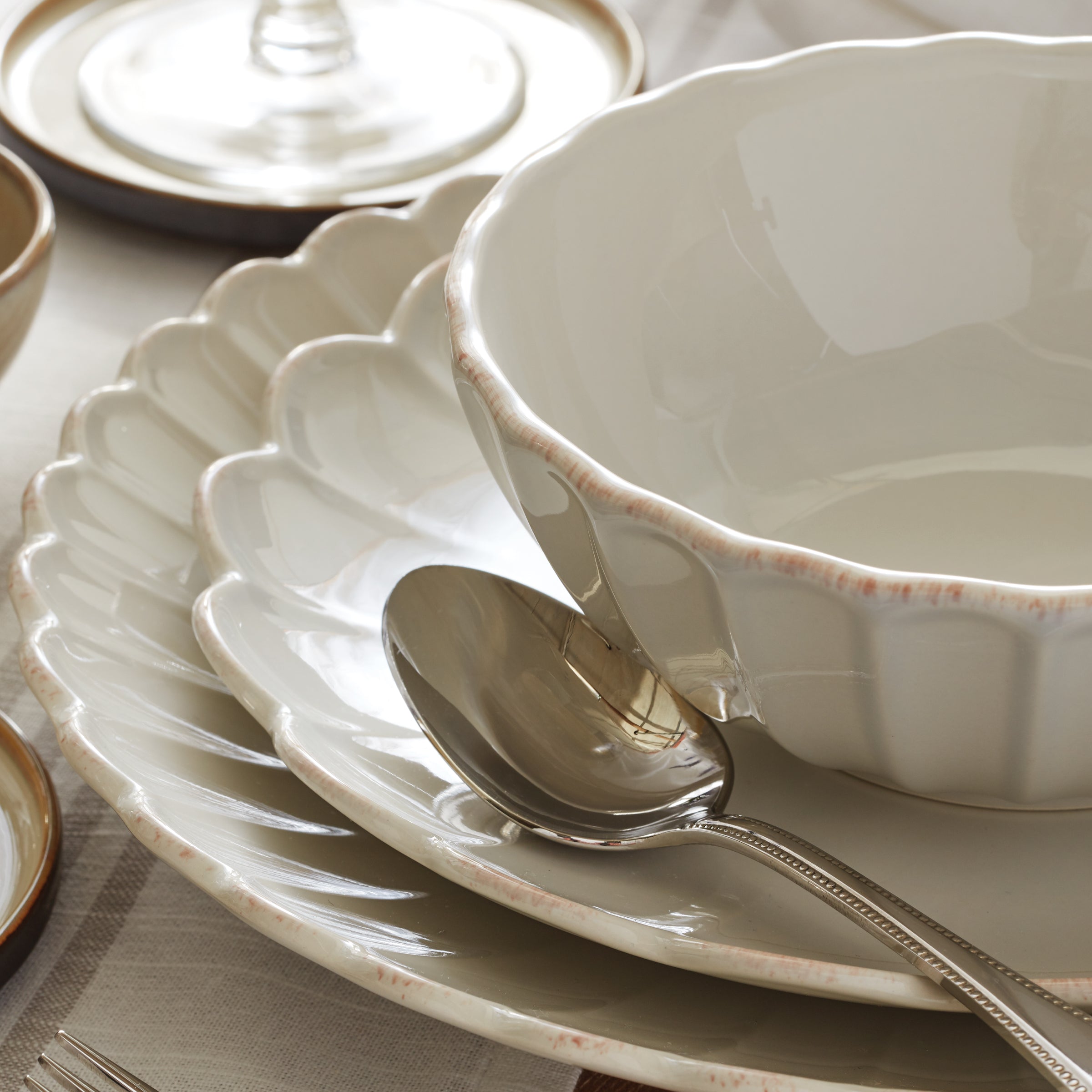 French Perle Scallop White Accent Plates, Set of 4 - Image 13