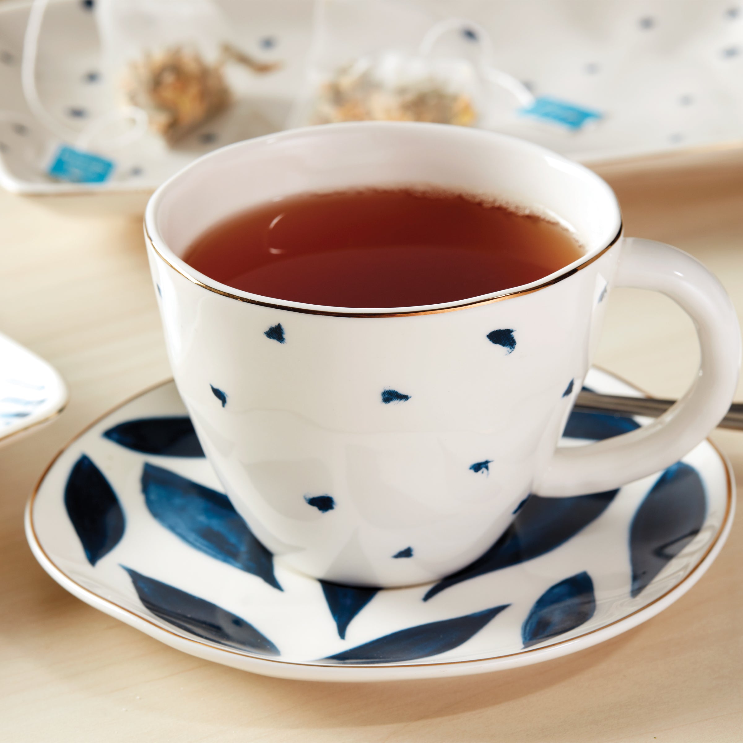Blue Bay 4-Piece Teacup & Saucer Set - Image 2