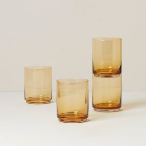 Tuscany Classics Stackable Amber Tall Glasses, Set of 4