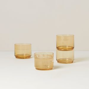 Tuscany Classics Stackable Amber Short Glasses, Set of 4