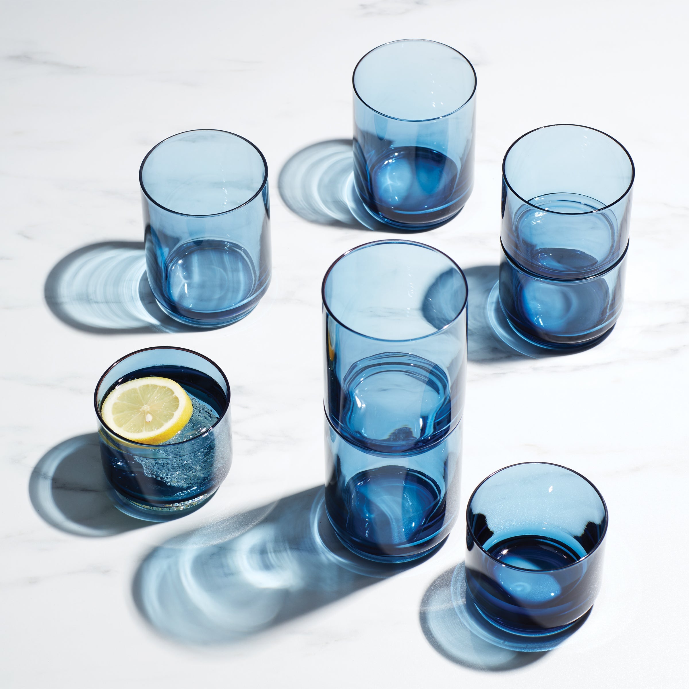 Tuscany Classics Stackable Blue Tall Glasses, Set of 4 - Image 4