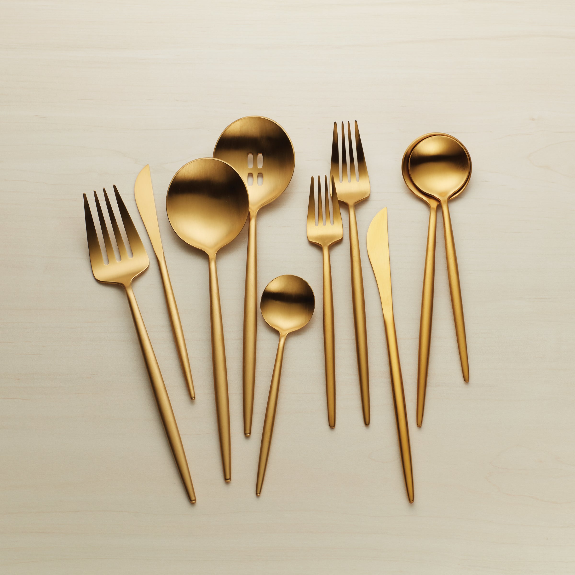 Zephyr Gold Satin 45-Piece Flatware Set - Image 8