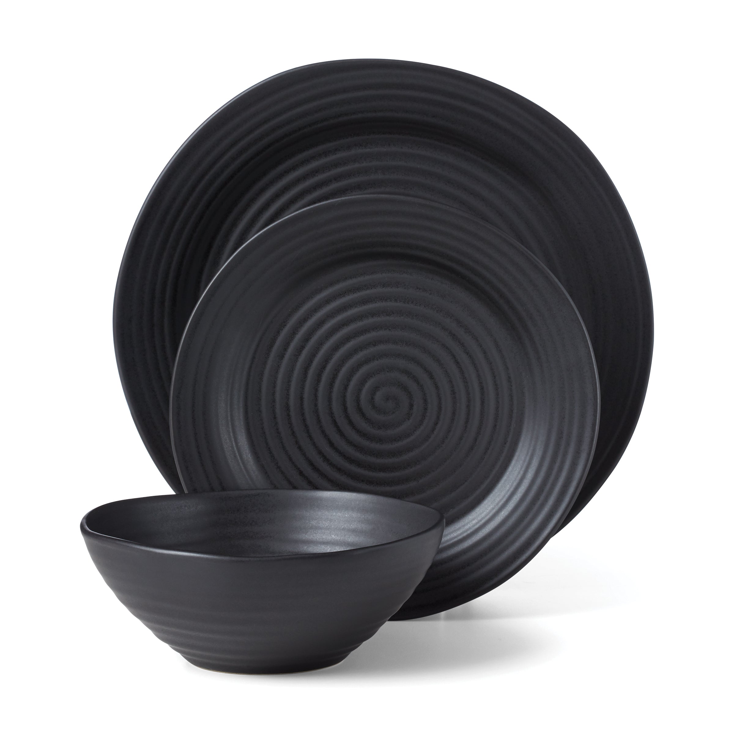Ridge Black 12-Piece Dinnerware Set - Image 7