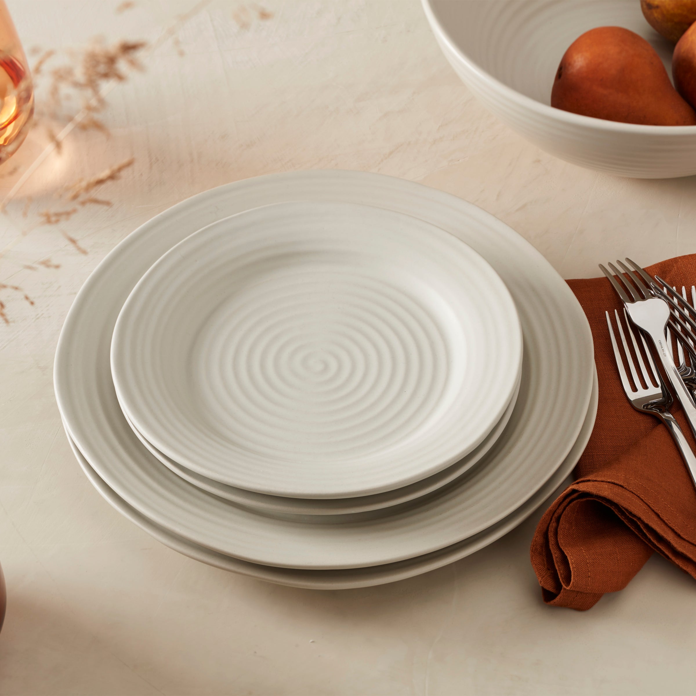 Ridge White 12-Piece Dinnerware Set - Image 13