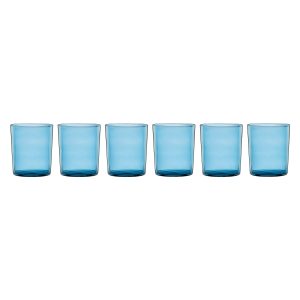 Stackable Blue Tall Glasses, Set of 6