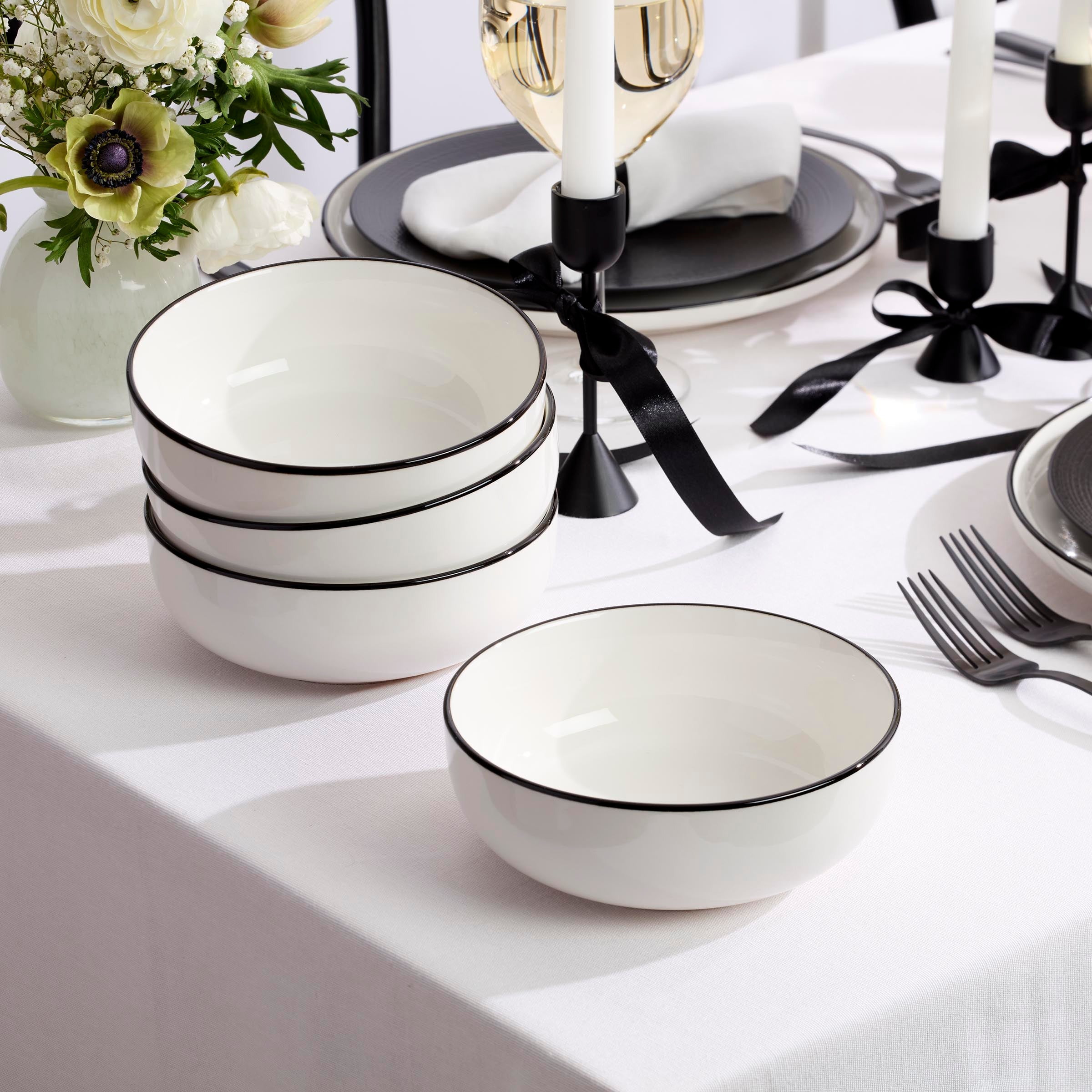 24 Seven Black Rim 12-Piece Dinnerware Set - Image 2