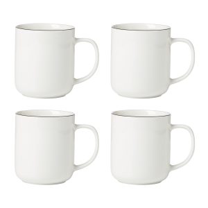 24 Seven Black Rim Mugs, Set of 4