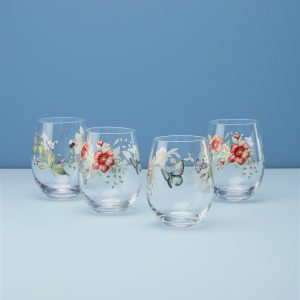 Butterfly Meadow Stemless Wine Glasses, Set of 4