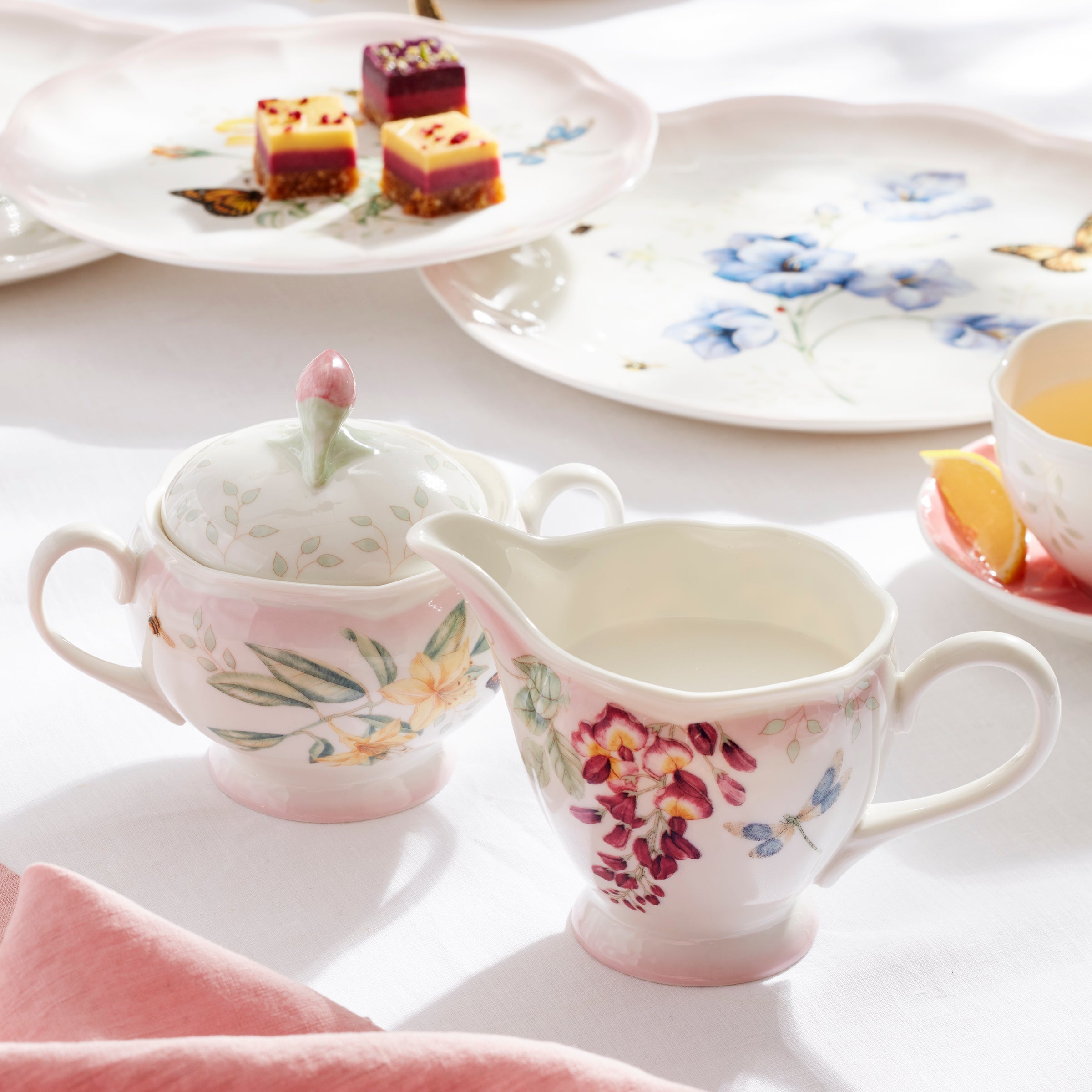 Butterfly Meadow Pink Ombre 5-Piece Tea Set - Image 4