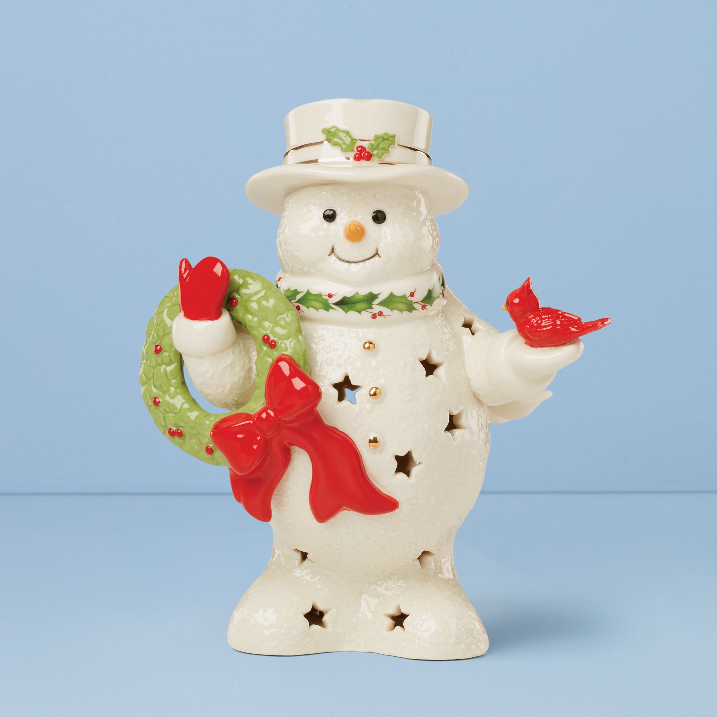 Happy Holly Days Snowman Holding Wreath Figurine - Image 2