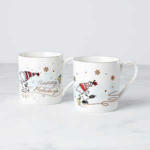 Snoopy Skating Mugs, Set Of 2