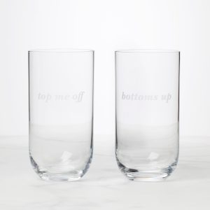 Bottoms Up & Top Me Off Highball Glasses, Set of 2