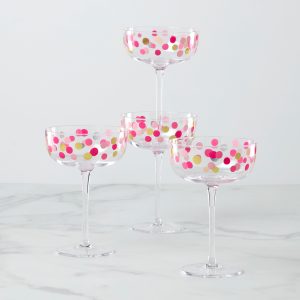 It's Raining Confetti Coupe Glasses, Set of 4