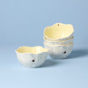 Butterfly Meadow Floral Yellow Dessert Bowls, Set of 4