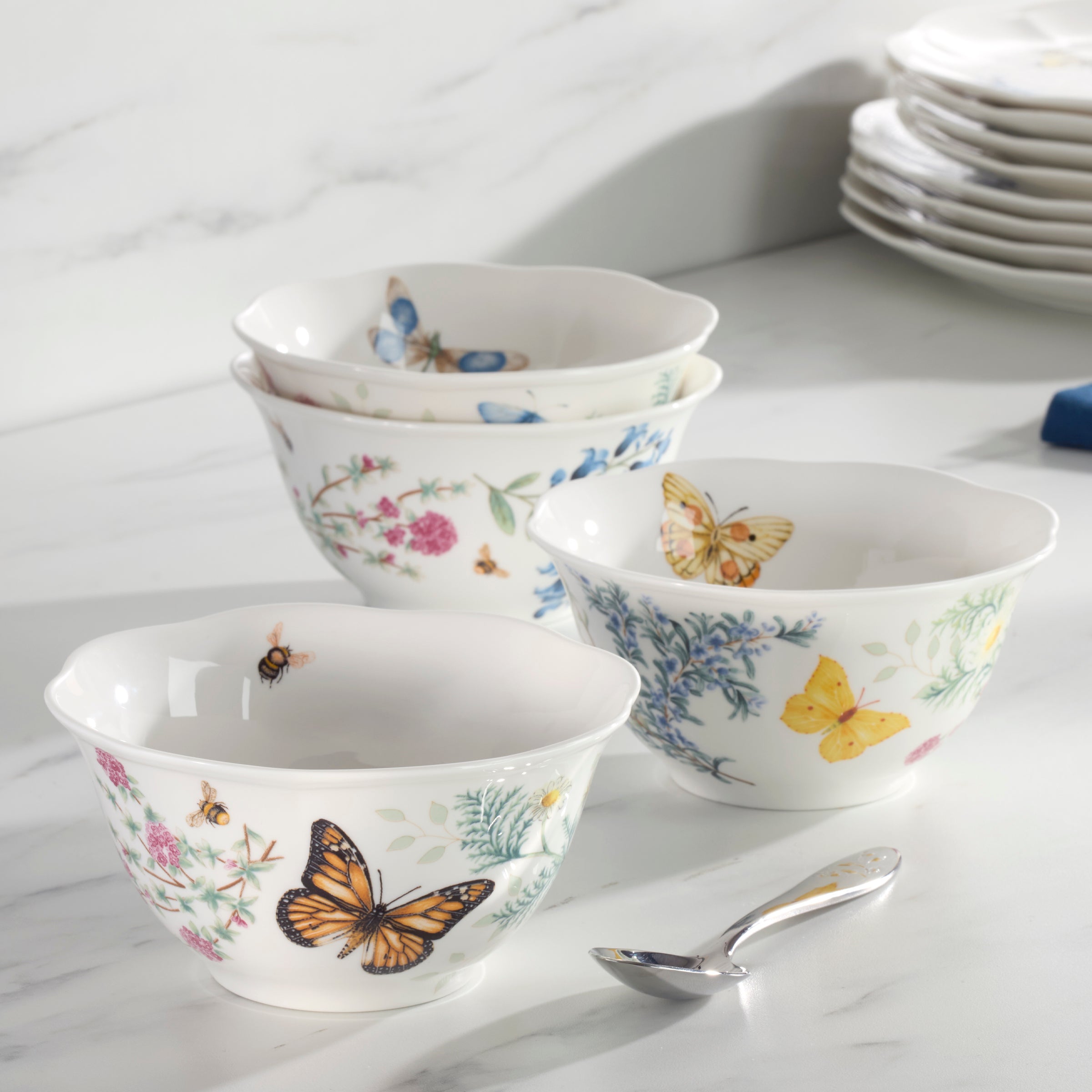 Butterfly Meadow Herbs Rice Bowls, Set of 4 - Image 7