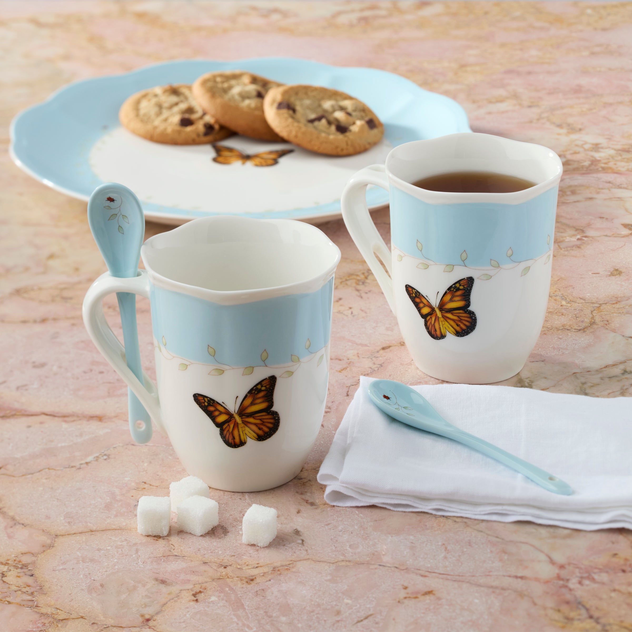 Butterfly Meadow Blue Mugs with Spoons, Set of 2 - Image 5