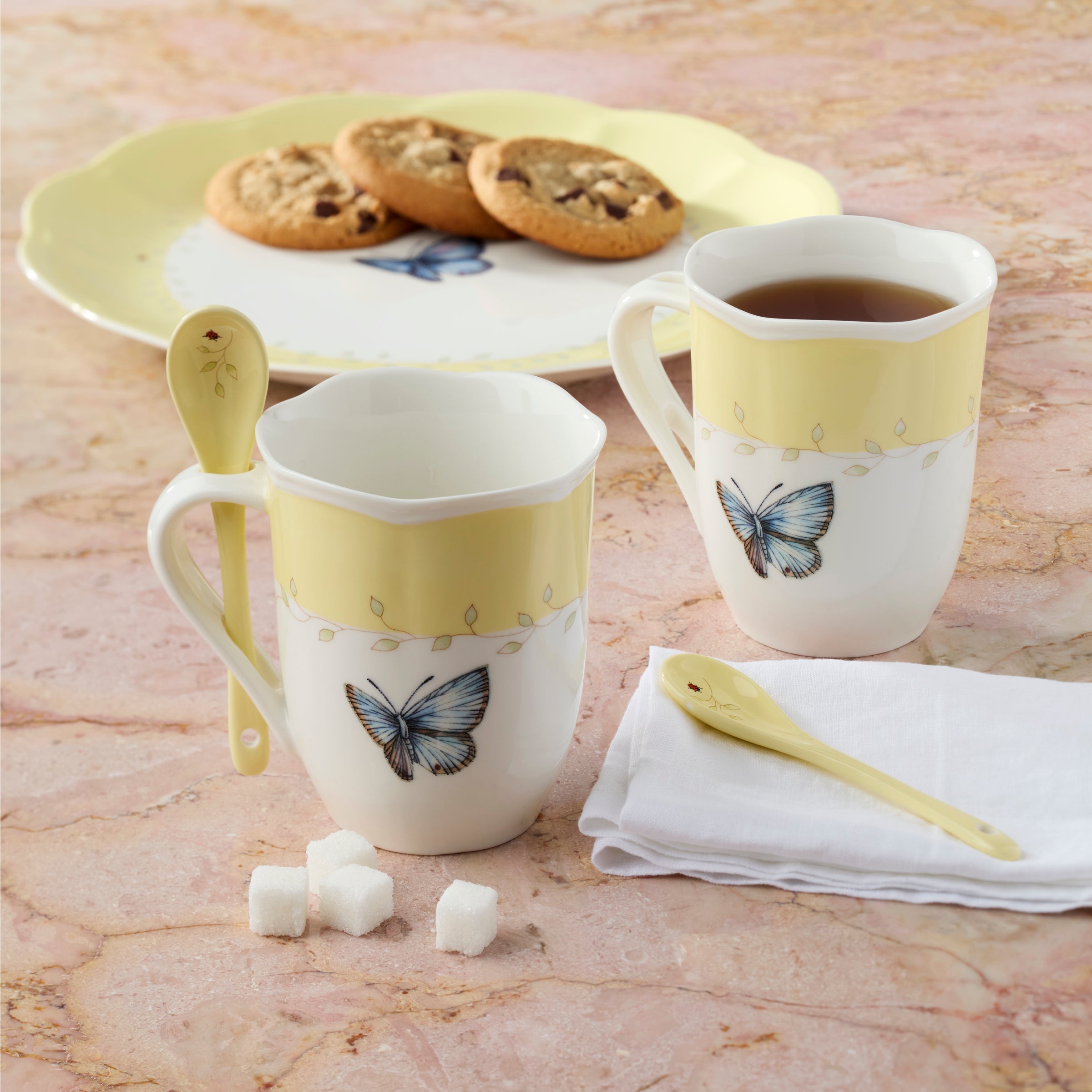 Butterfly Meadow Yellow Mugs with Spoons, Set of 2 - Image 5