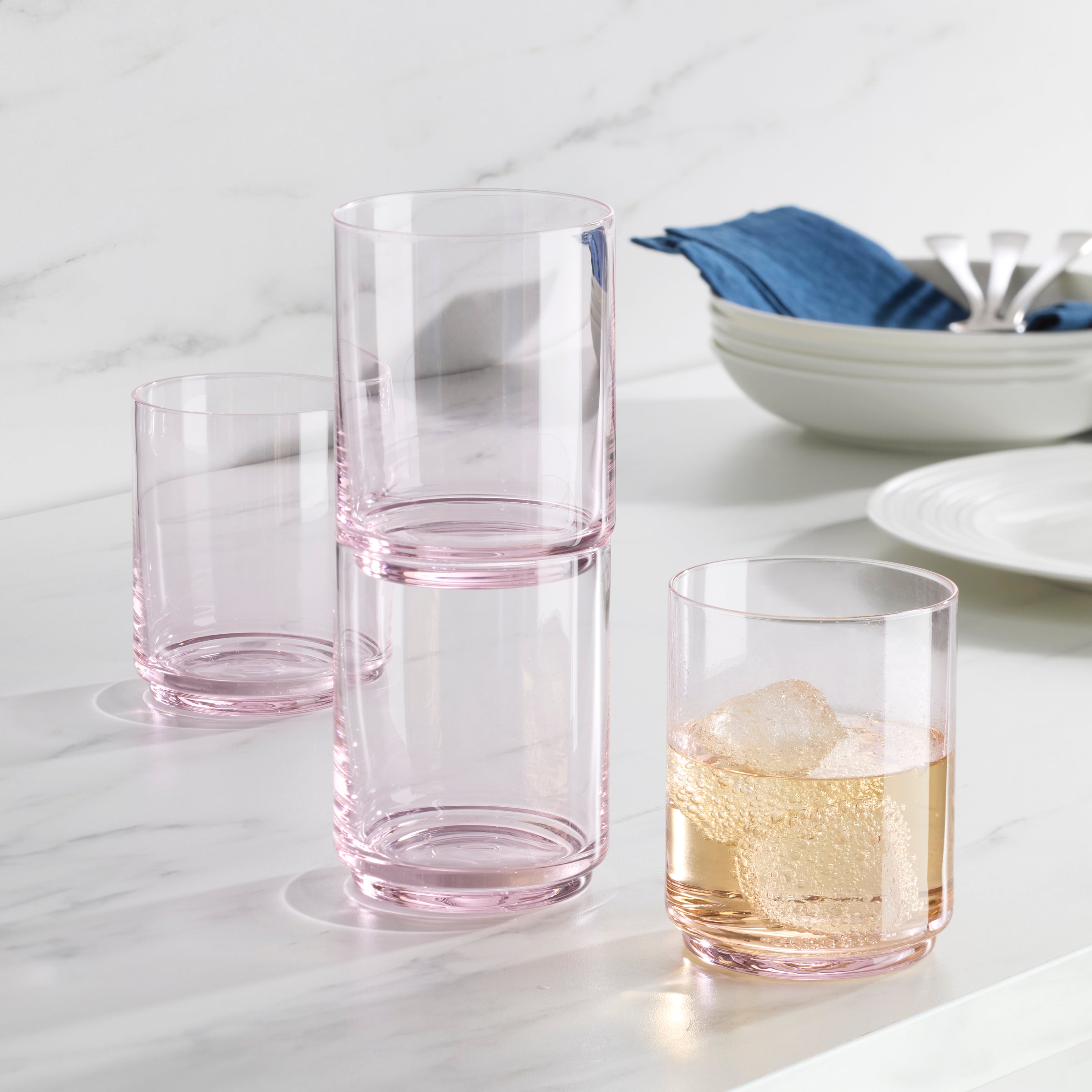 Tuscany Stackable Blush Tall Glasses, Set of 4 - Image 6