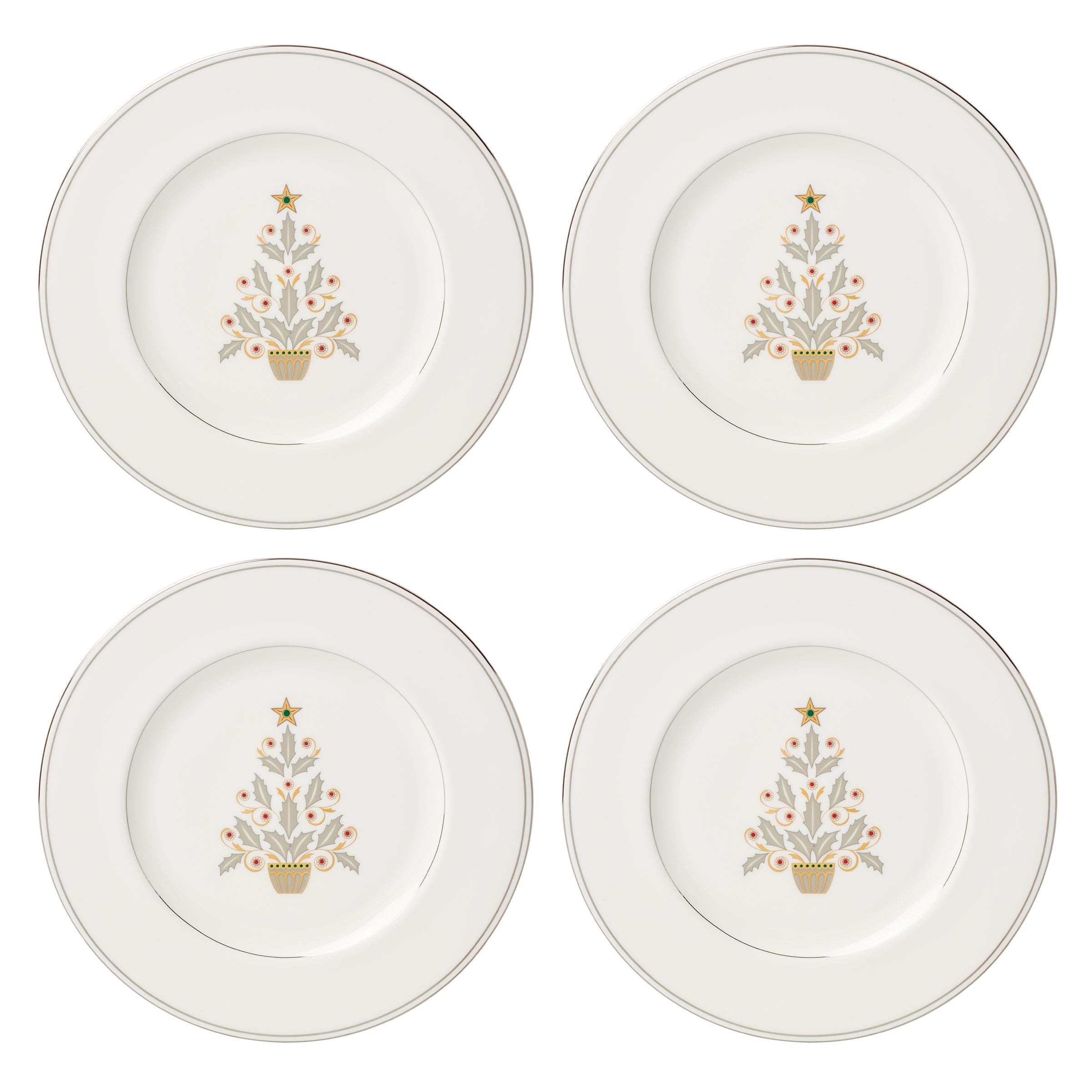 Federal Platinum Tree Accent Plates, Set of 4 - Image 4