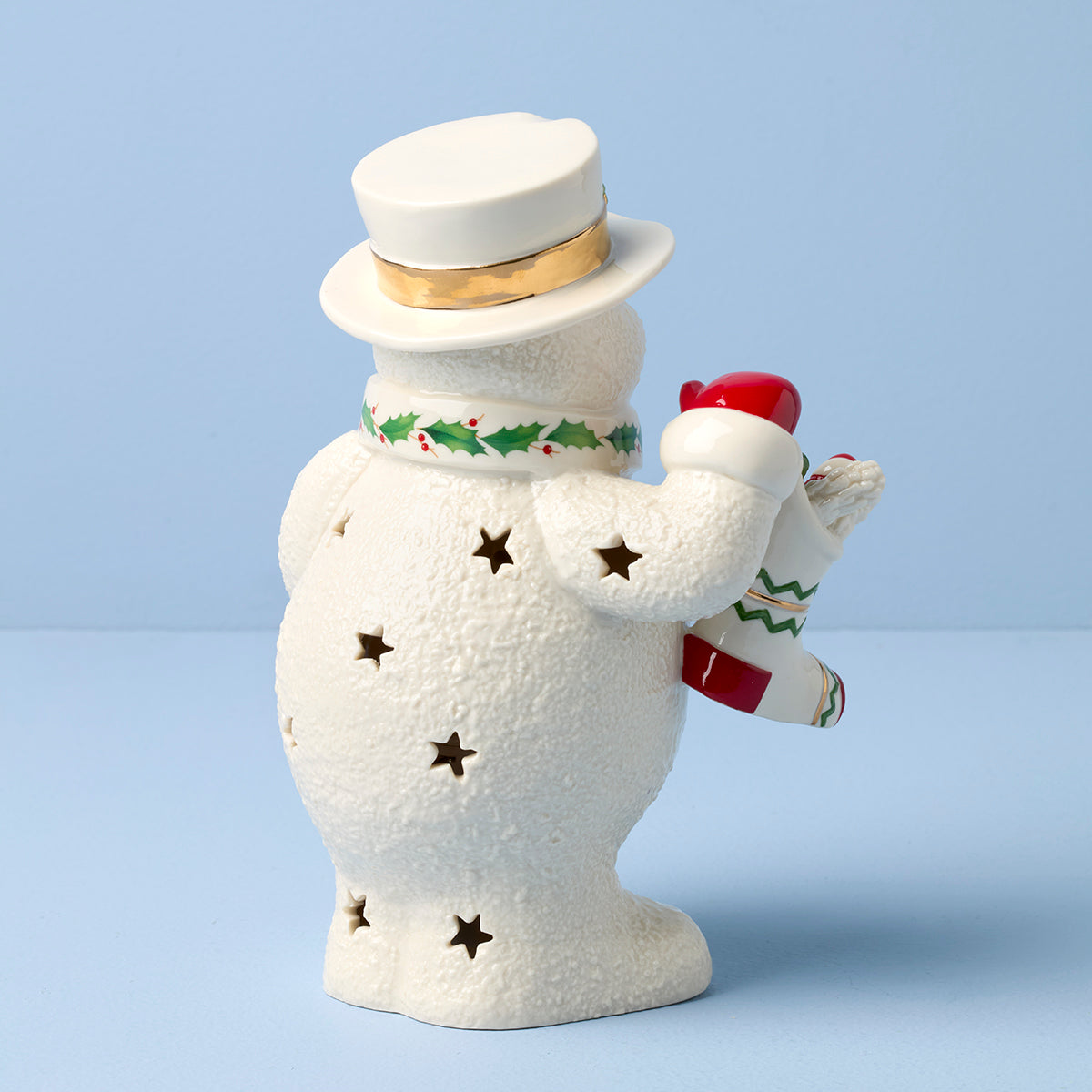 Happy Holly Days Snowman With Stocking Lit Figurine - Image 2
