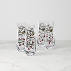 Make Merry Stemless Flute Glasses, Set of 4
