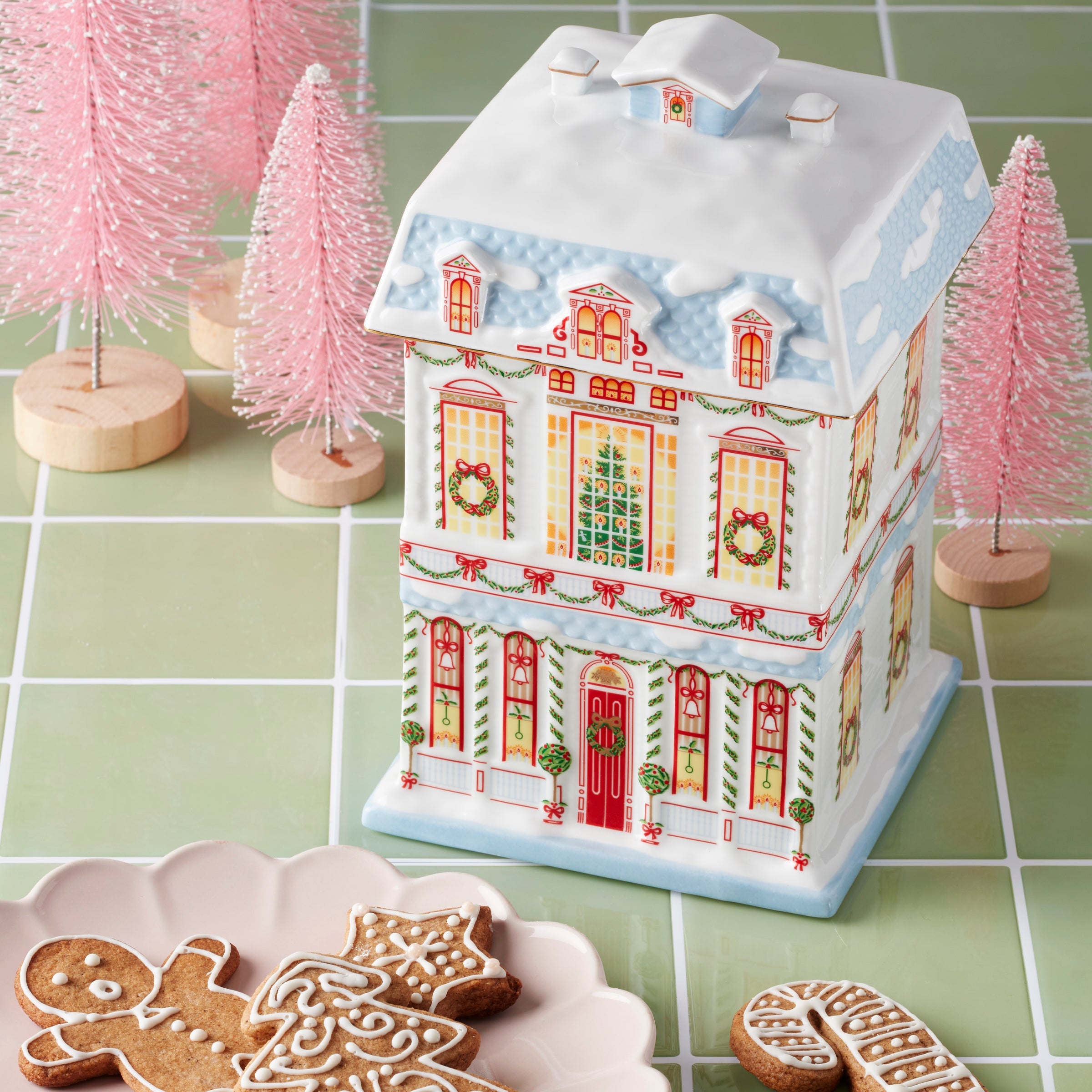 Lenox Holiday Village Christmas Cookie Jar - Image 3