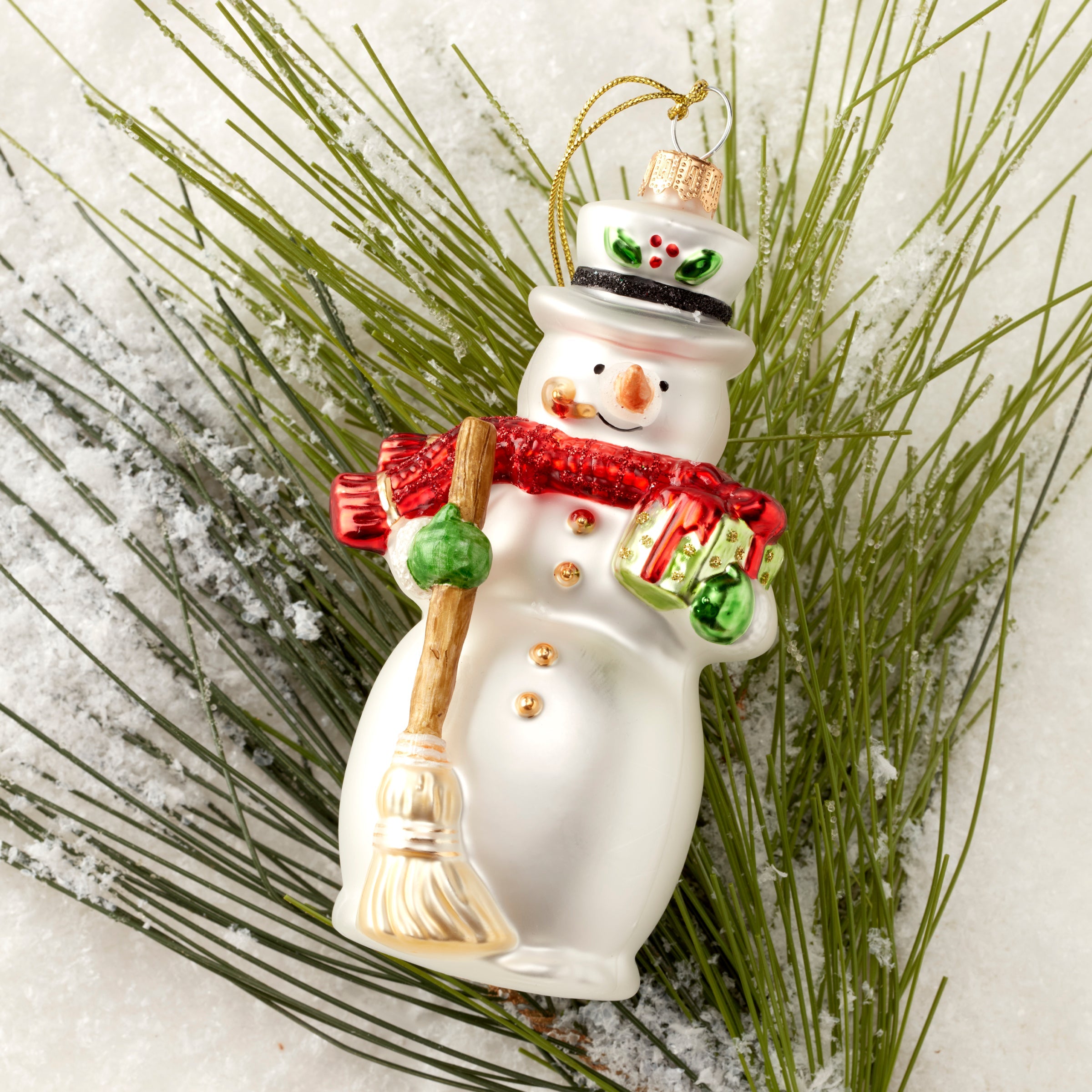 Blown Glass Snowman Ornament - Image 2