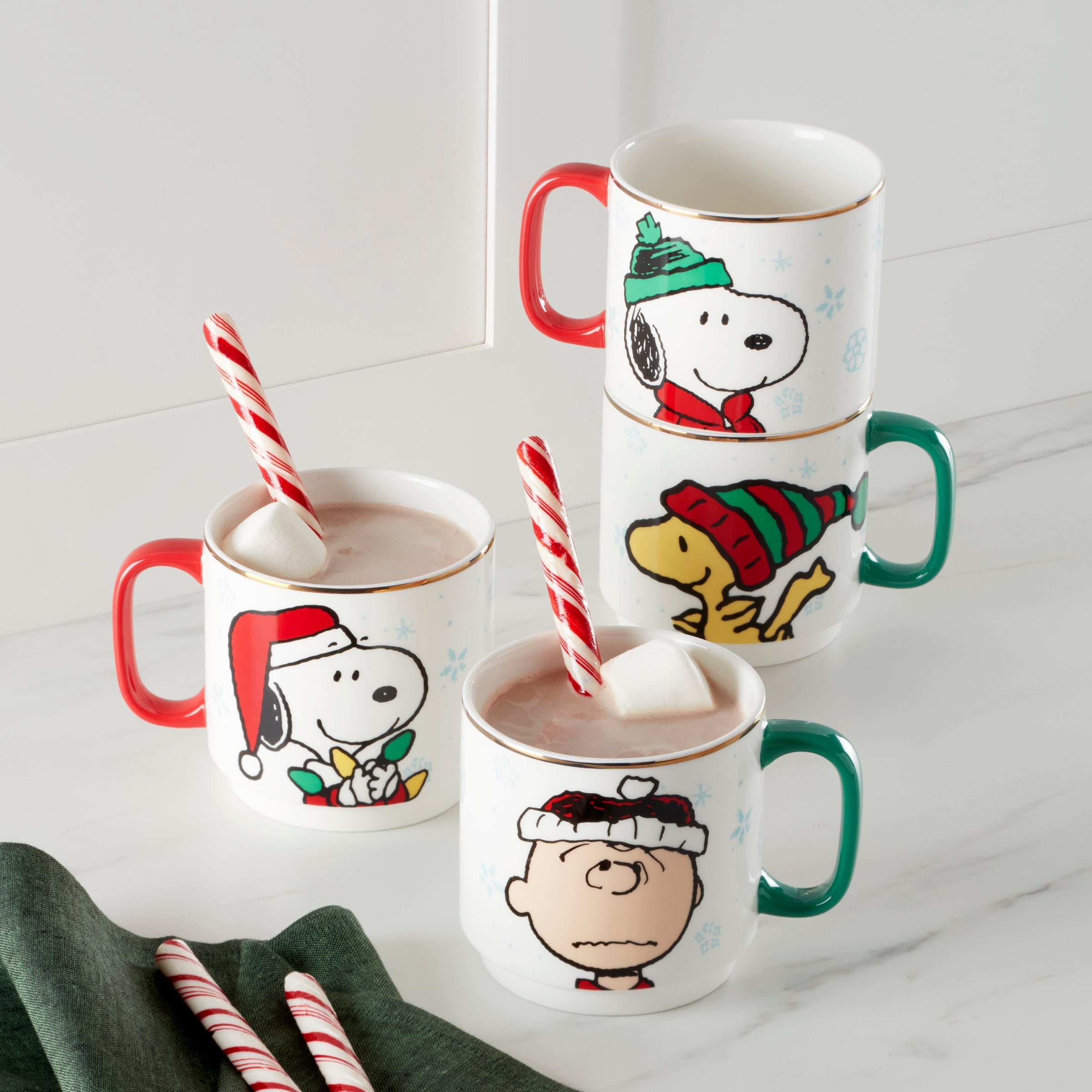 Snoopy Christmas Stacking Mugs, Set of 4 - Image 3